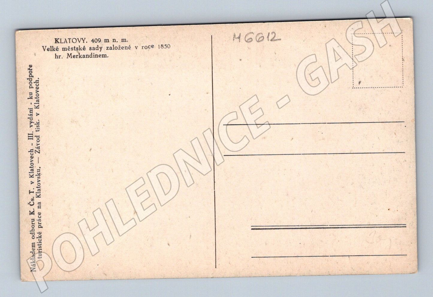 Pohlednice Klatovy Velké městské sady (M6612)