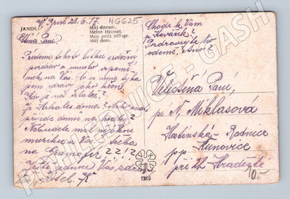 Pohlednice český venkov 1919 malovaný motiv (M6625)