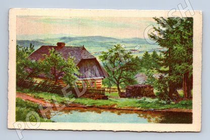 Pohlednice česká chalupa u rybníka (M6639)