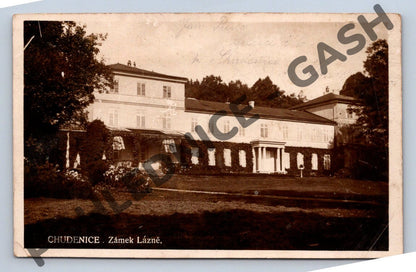 Pohlednice Chudenice zámek Lázně historická ČSR (M664)