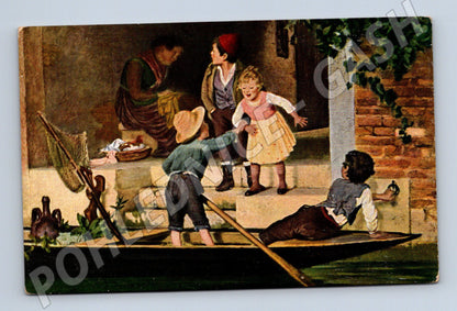 Pohlednice děti a lodička Die Entführung (M6642)