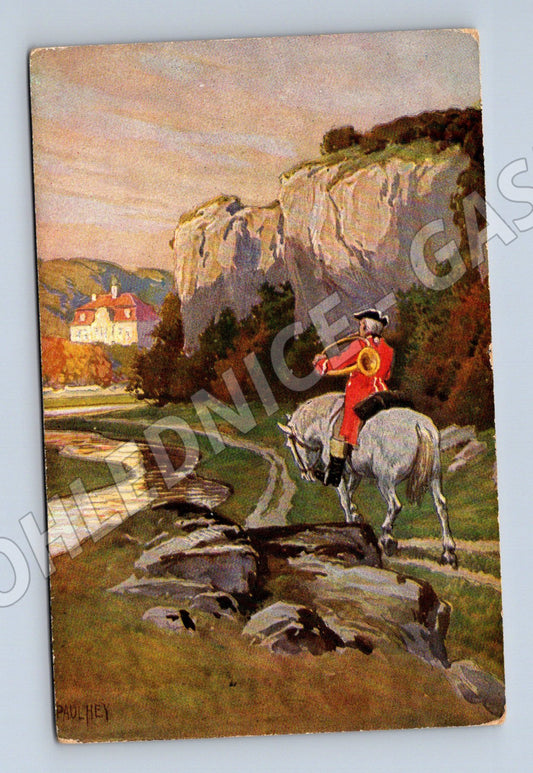 Pohlednice jezdec na koni Paul Hey (M6646)