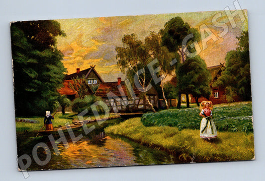 Pohlednice německá vesnice hrázděné domy (M6651)