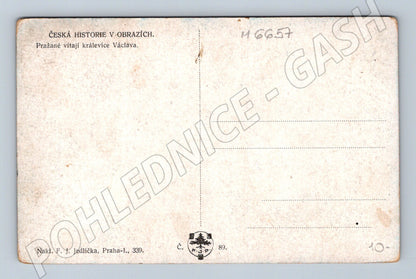 Pohlednice Pražané vítají krále Václava (M6657)
