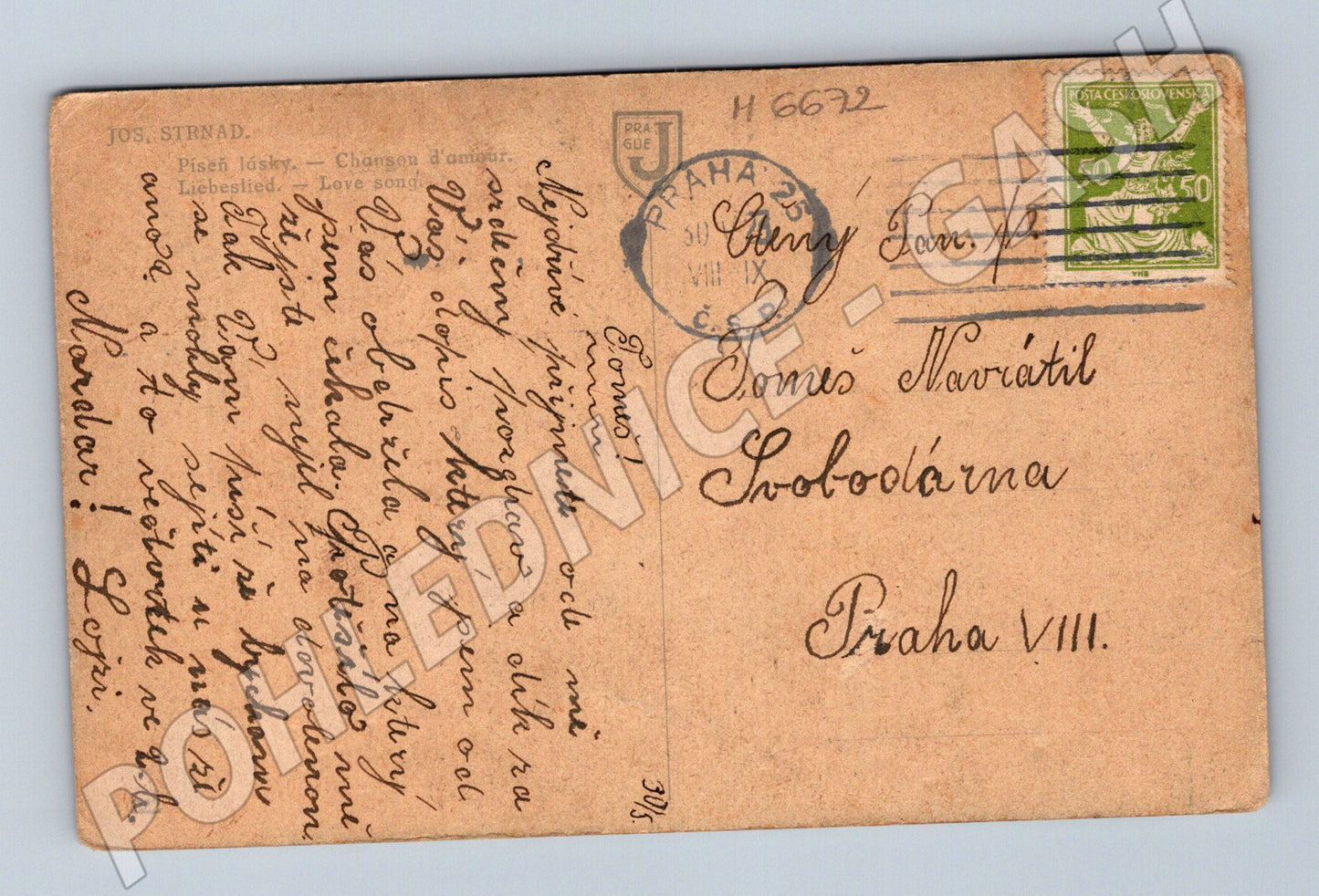 Pohlednice romantický pár Československo (M6672)