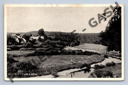 Pohlednice Soutice partie u mlýna 1936 stará ČSR (M668)