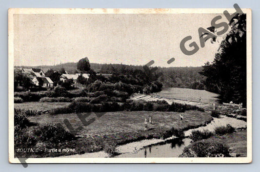 Pohlednice Soutice partie u mlýna 1936 stará ČSR (M668)