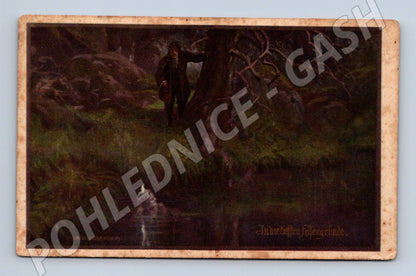 Pohlednice lesní scéna malířský motiv (M6681)