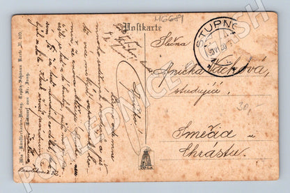 Pohlednice lesní scéna malířský motiv (M6681)