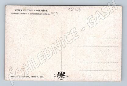 Pohlednice shození konšelů radnice (M6703)