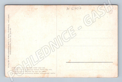 Pohlednice scéna u studny vesnice (M6707)