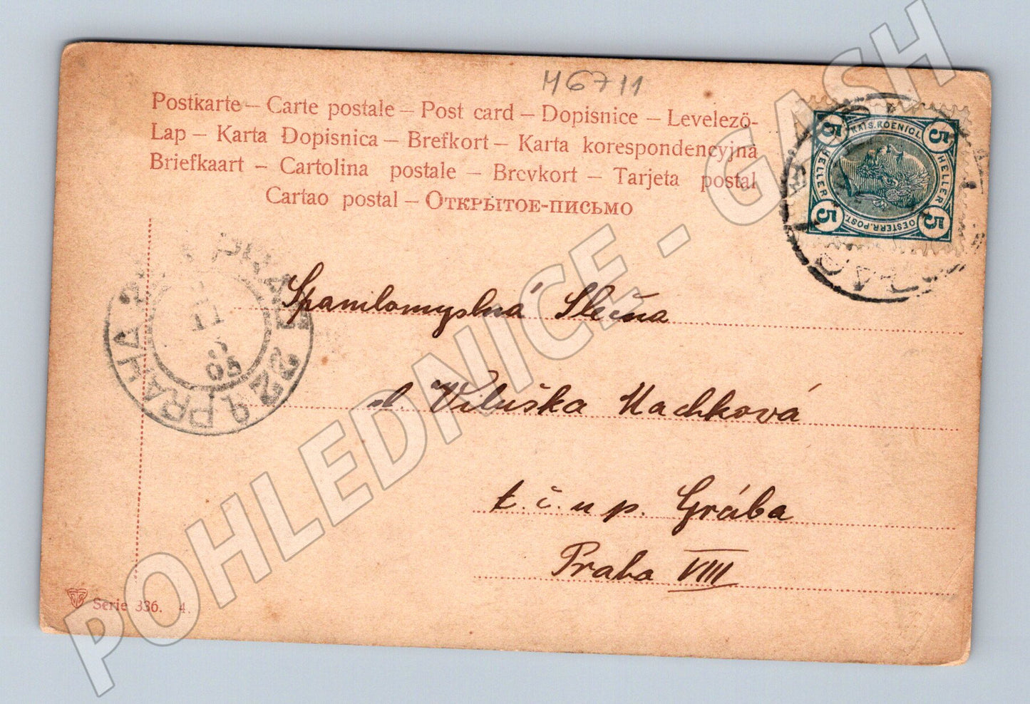 Pohlednice říčka a dům v lese RU (M6711)