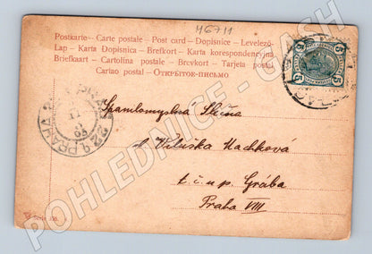 Pohlednice říčka a dům v lese RU (M6711)