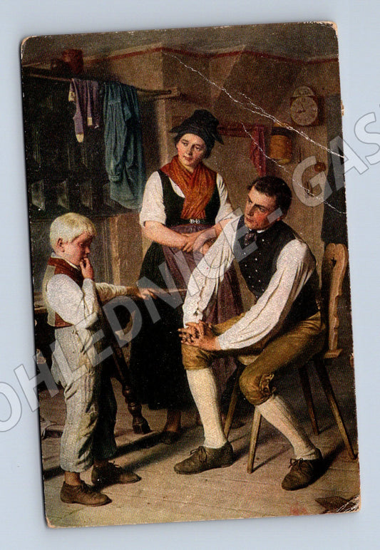 Pohlednice vesnická scéna RU 10h (M6713)