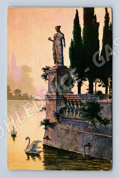 Postcard statue and castle park color (M6722)
