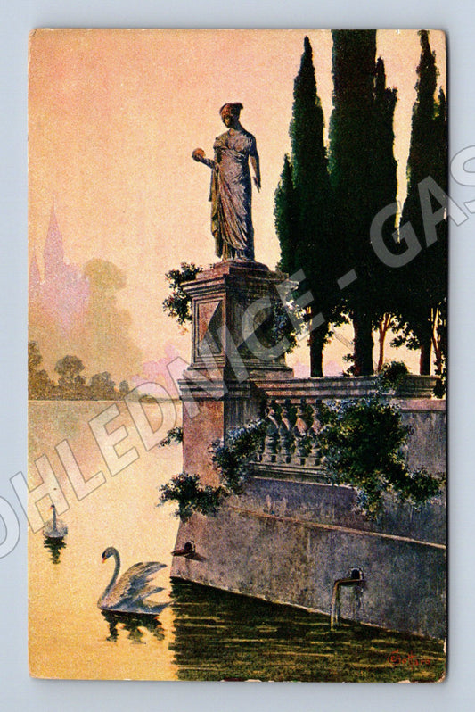 Pohlednice socha a zámecký park kolor (M6722)