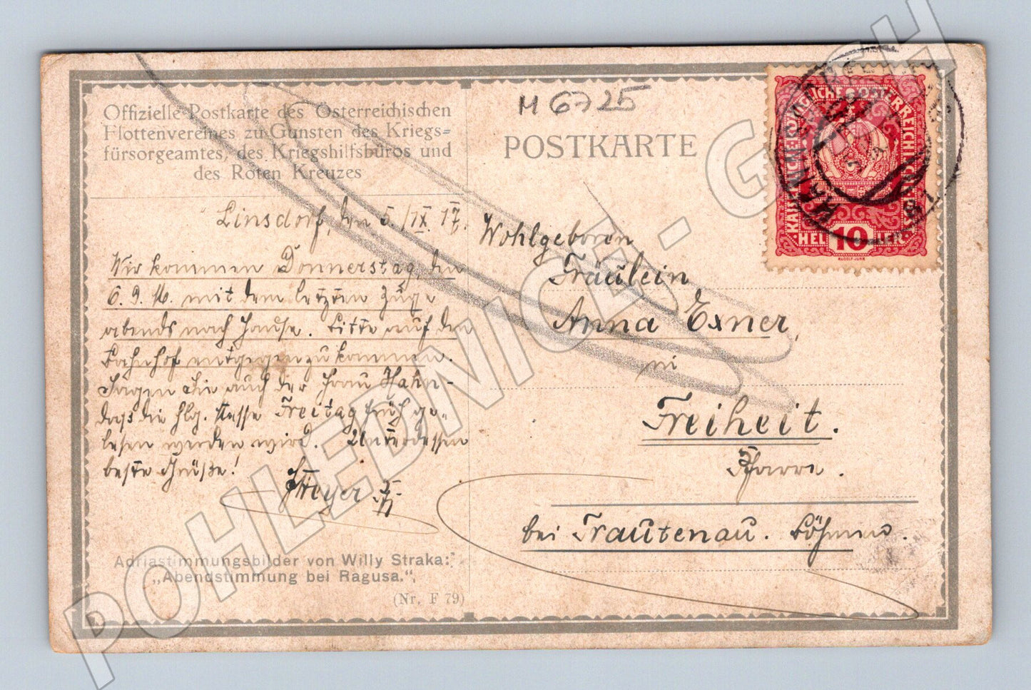 Pohlednice Dubrovník večerní nálada 1917 (M6725)