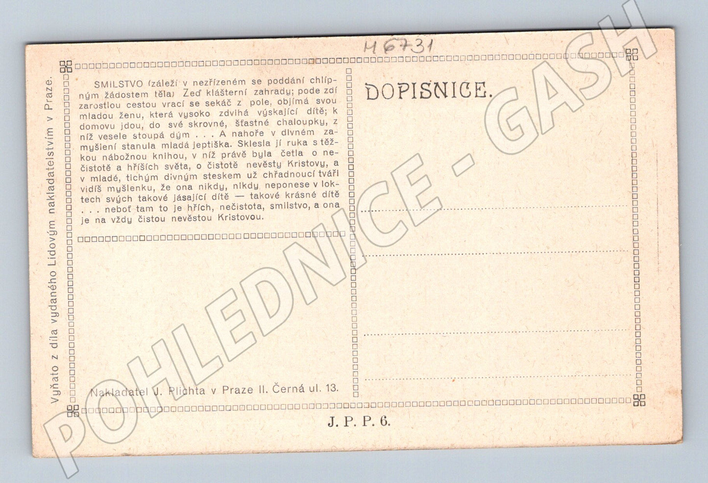 Pohlednice E. Holárek Smilstvo Plichta (M6731)