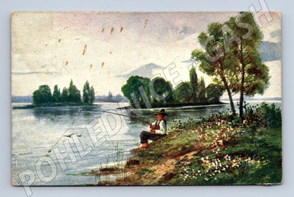Pohlednice rybář u řeky Austria (M6734)