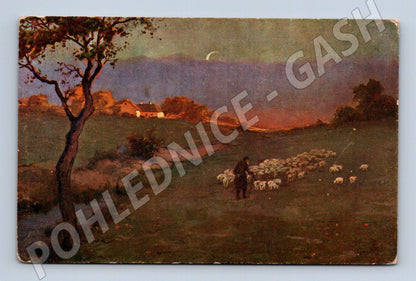 Pohlednice Pastýř B. Šemík večerní krajina (M6736)