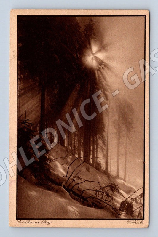 Postcard Jizera Mountains fog sepia (M6740)