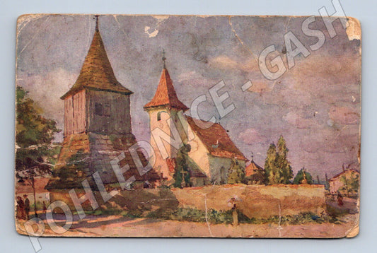 Postcard Malín u Kutná Hory cemetery (M6742)