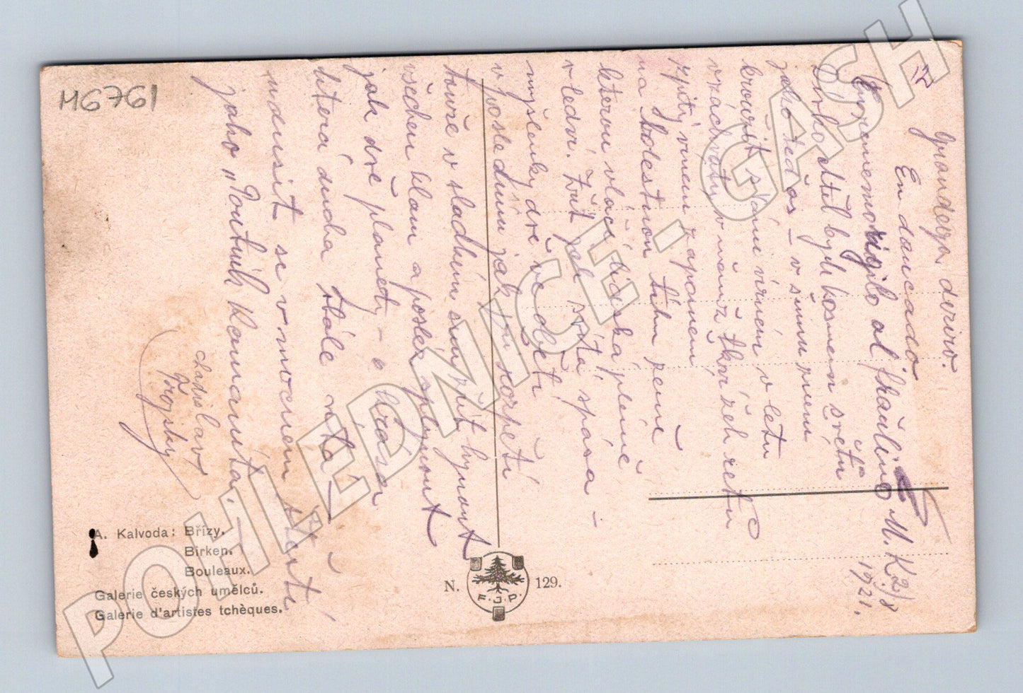 Postcard Alois Kalvoda Birch 1921 (M6761)
