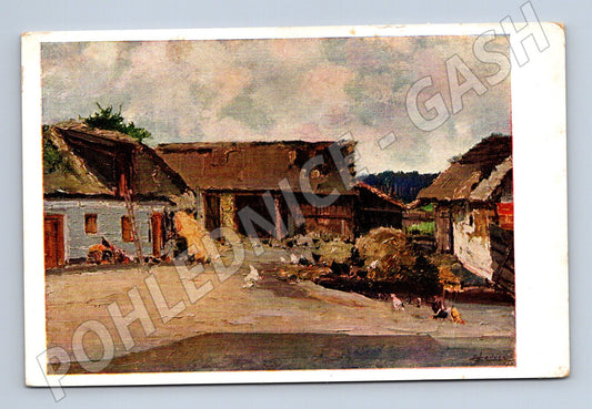 Postcard old cottage Čeněk Choděra painting (M6774)