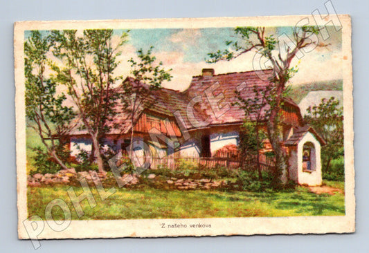 Postcard countryside Ad. Kotrba old cottage (M6778)