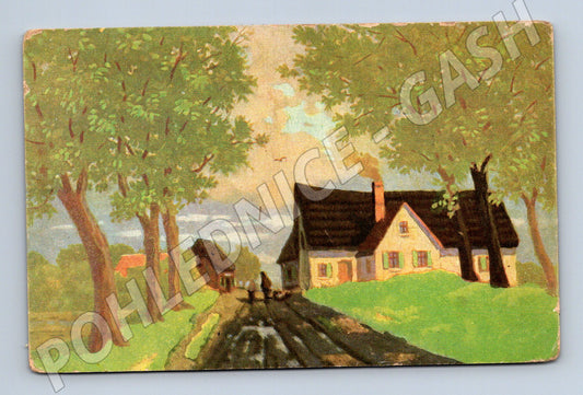Postcard Czech cottage countryside used (M6786)