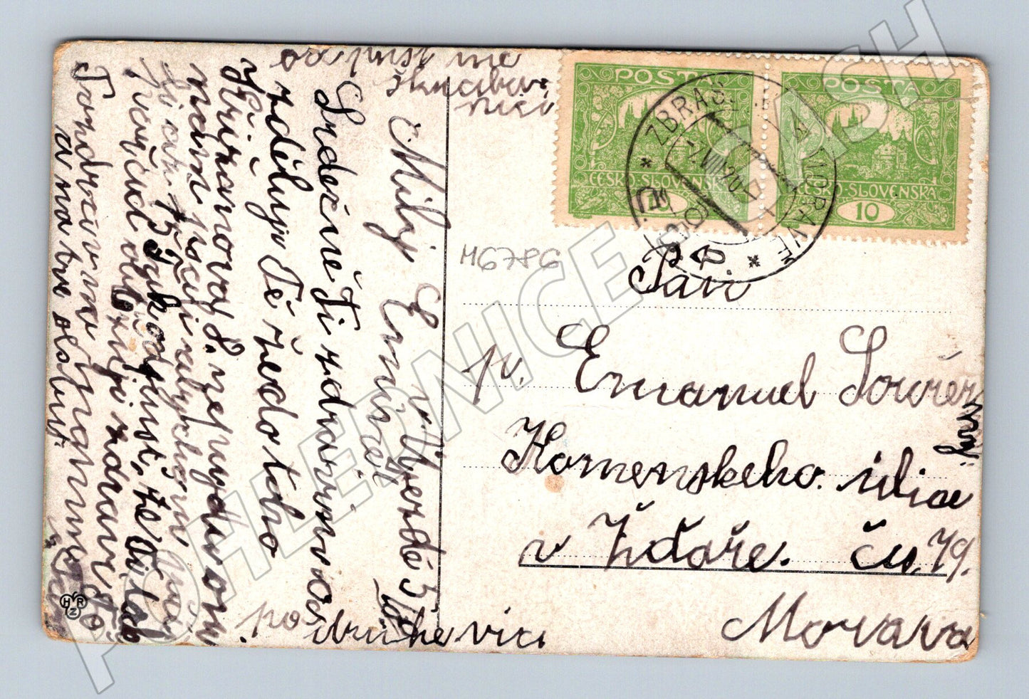 Postcard Czech cottage countryside used (M6786)