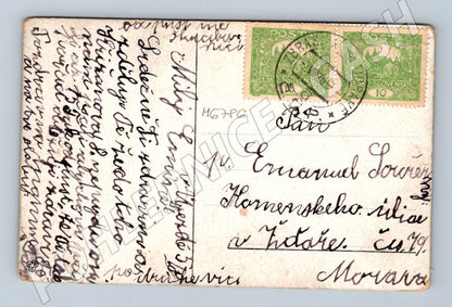 Postcard Czech cottage countryside used (M6786)