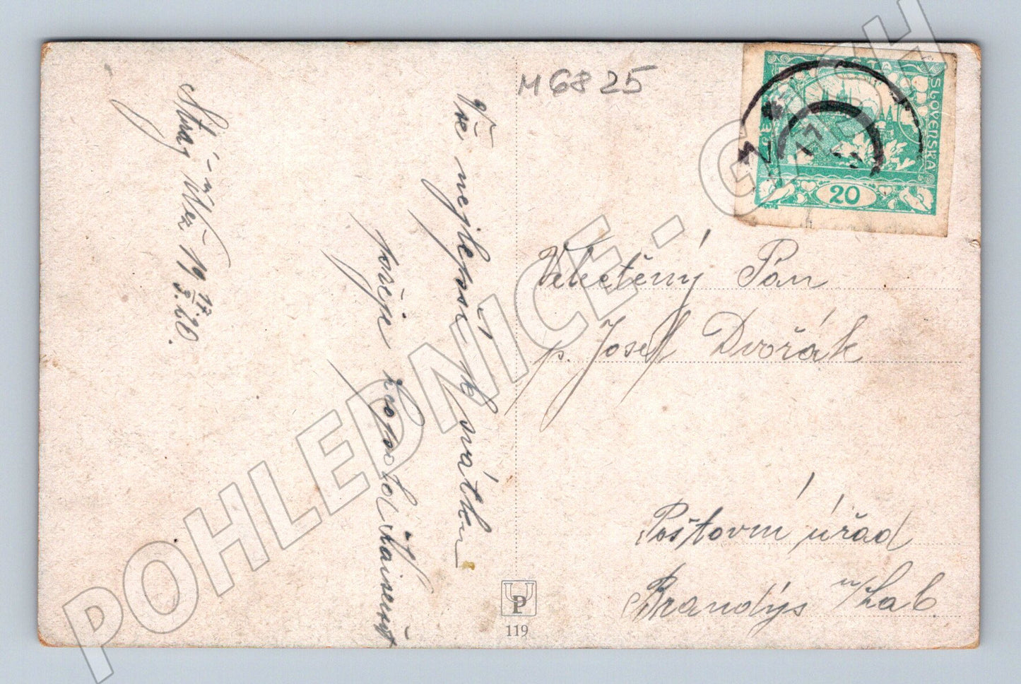 Postcard river painting handwritten (M6825)