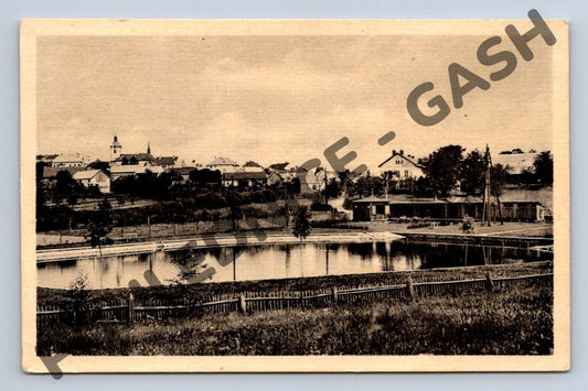Pohlednice Divišov s rybníkem ČSR do 1950 (M683)