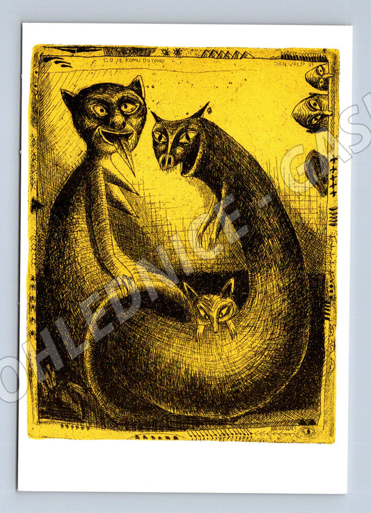 Pohlednice stylizované kočky Honza Volf (M6839)