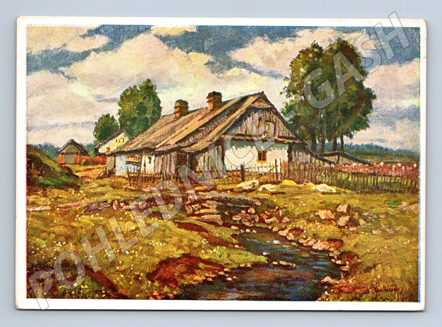 Postcard cottage B. Hradečný painting (M6846)