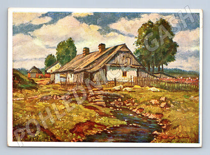 Postcard cottage B. Hradečný painting (M6846)