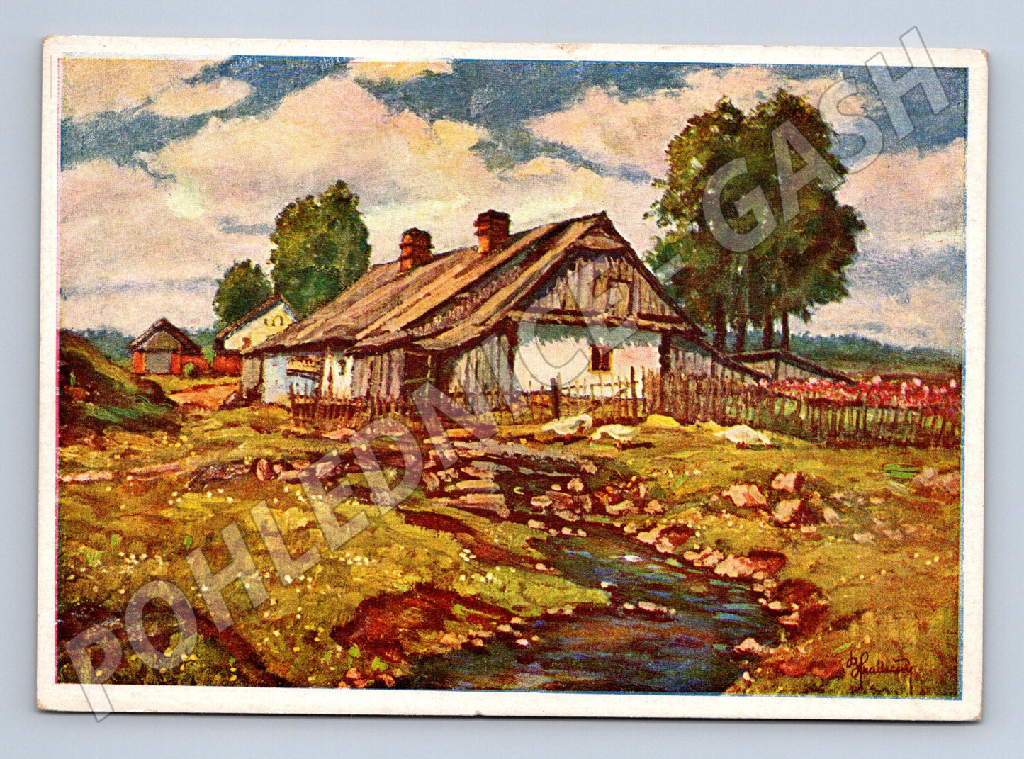 Postcard cottage original B. Hradečný (M6847)