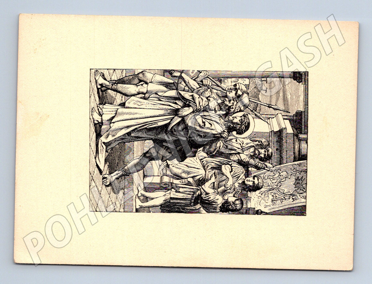 Postcard art engraving historical scene (M6852)