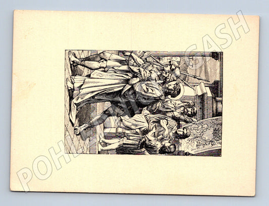 Pohlednice umělecká rytina historická scéna (M6852)