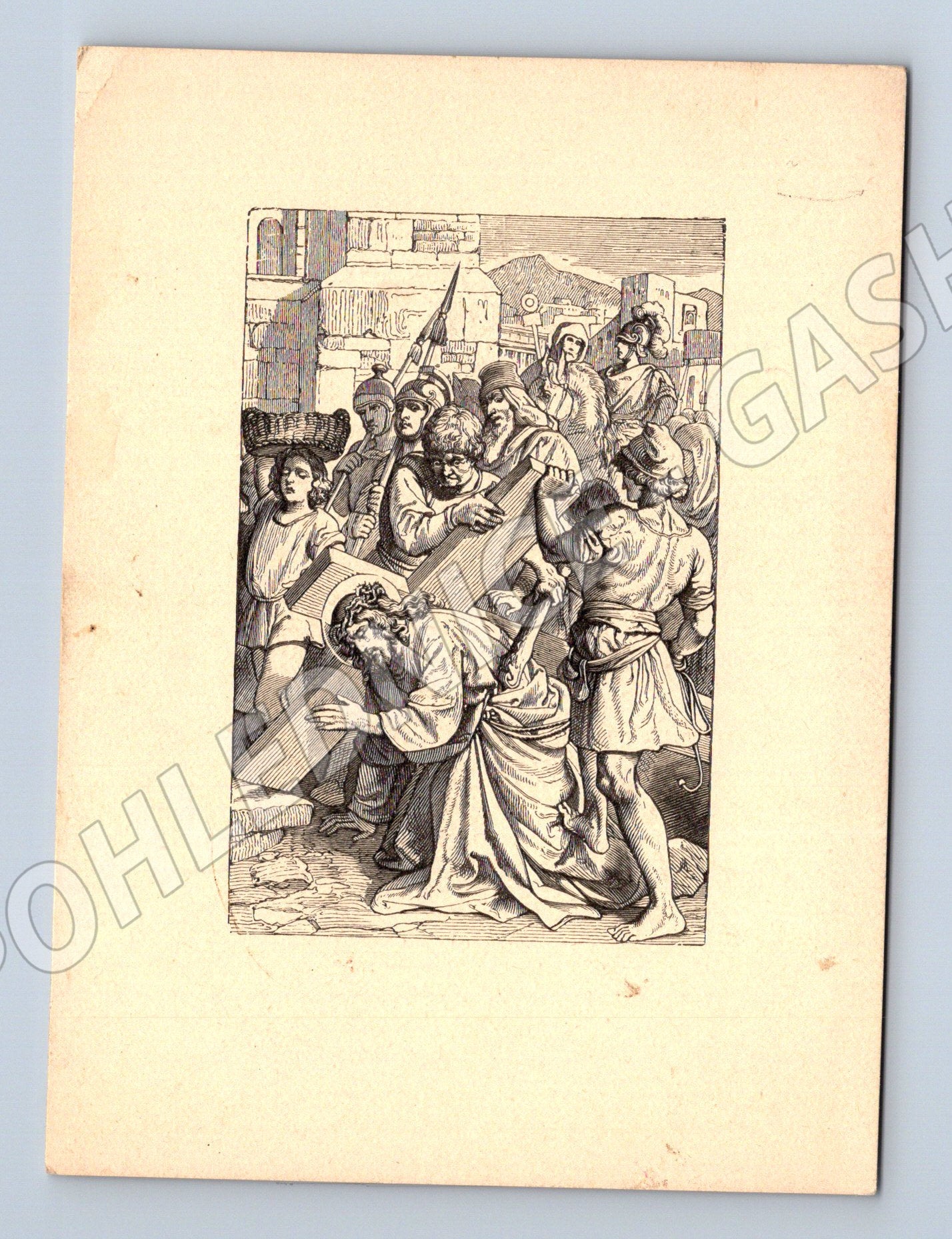 Postcard biblical scene of the carrying of the cross (M6854)