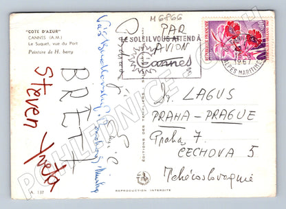 Postcard Cannes port Le Suquet 1967 (M6866)
