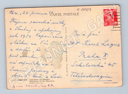 Pohlednice Zurbarán Adorace pastýřů Francie 1949 (M6869)