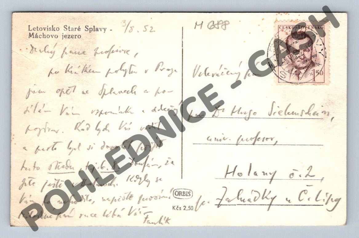 Pohlednice Staré Splavy Máchovo jezero 1952 (M688)