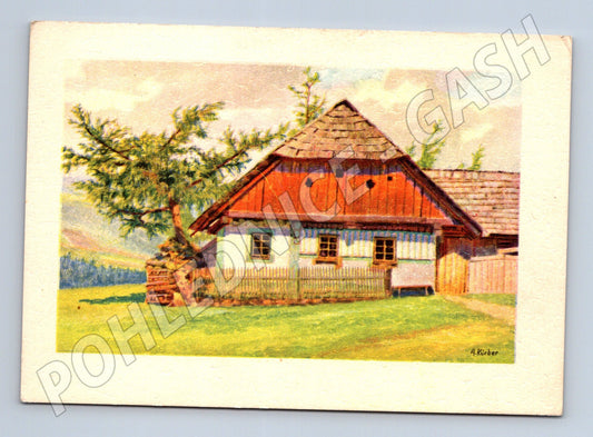 Pohlednice Česká chalupa etnografie A. Kučer (M6888)