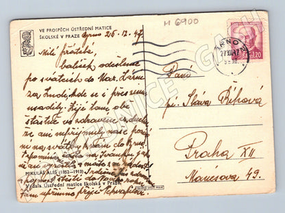 Pohlednice Mikoláš Aleš kresba s koněm 1947 (M6900)