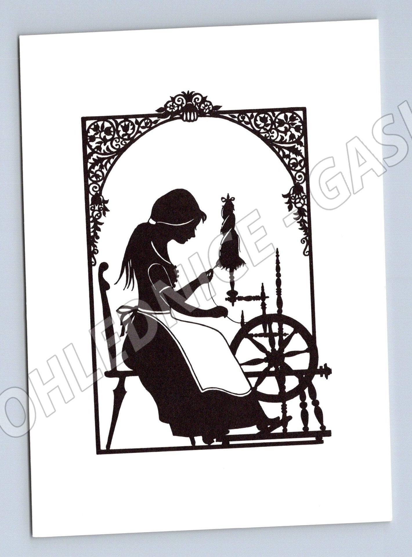 Pohlednice Žena u kolovrátku silueta BPK (M6904)