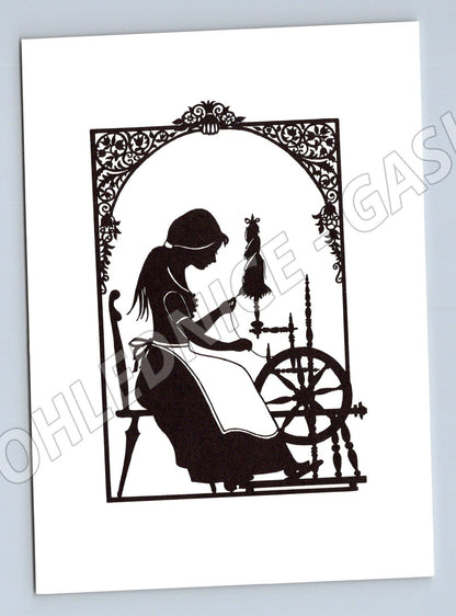 Pohlednice Žena u kolovrátku silueta BPK (M6904)