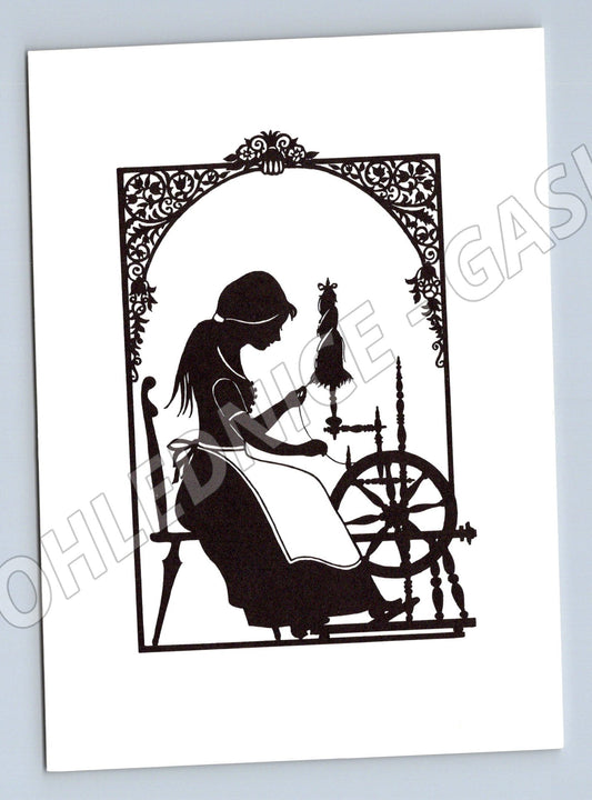 Pohlednice Žena u kolovrátku silueta BPK (M6904)