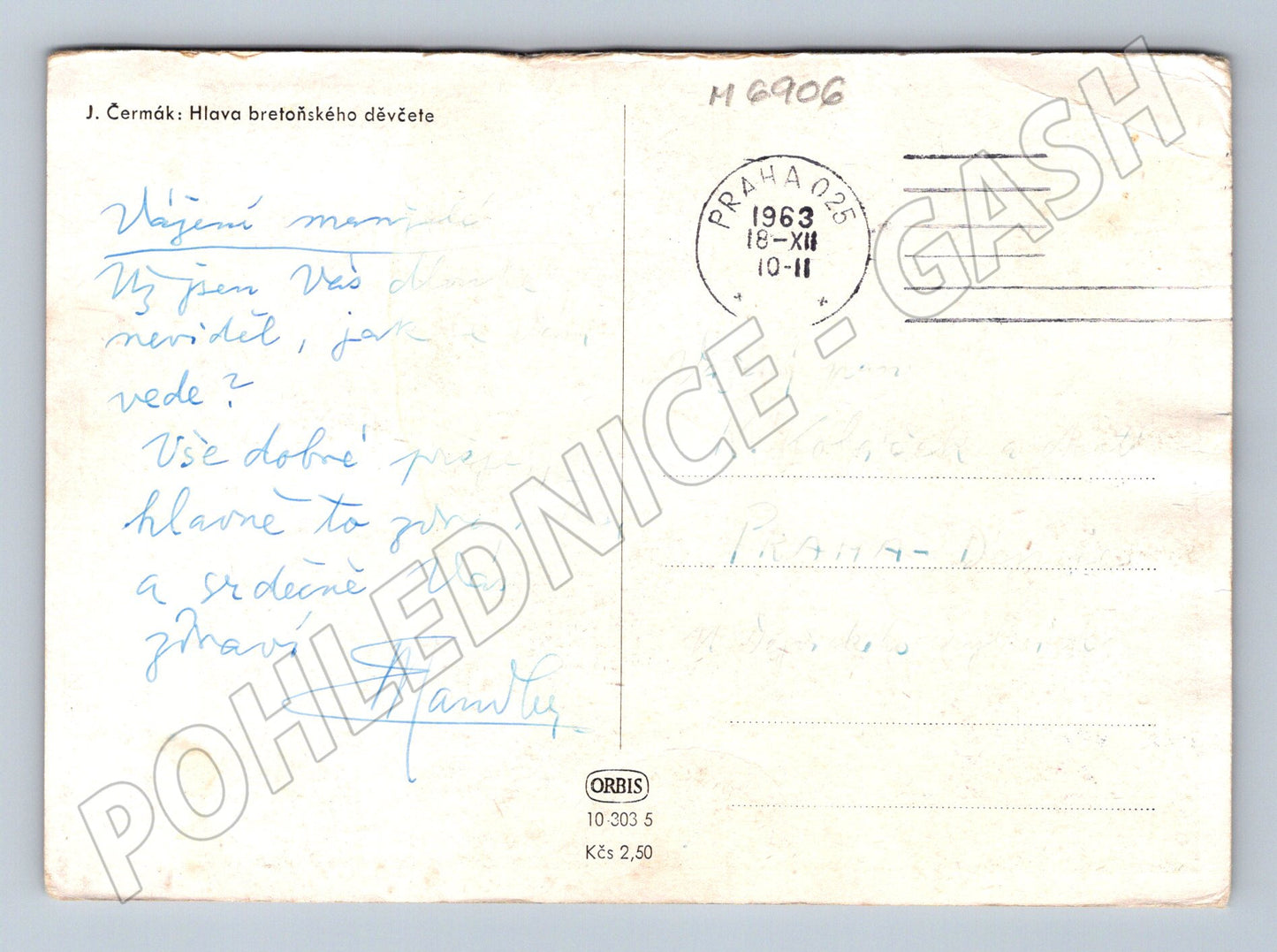 Pohlednice J. Čermák Hlava bretaňského děvčete (M6906)